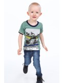 Tricou verde baieti cu imprimeu NDZ4479 - Magazin online - Boutique